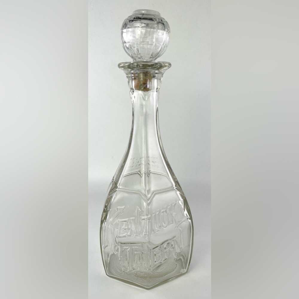 Antique Kentucky Tavern Glass Whiskey Bottle Decanter with Stopper 11”